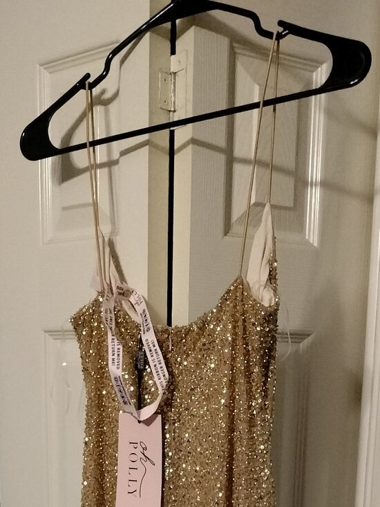 OhPolly Krystelle Embellished Fishtail Maxi Dress in Gold, 8 - Picture 12 of 13